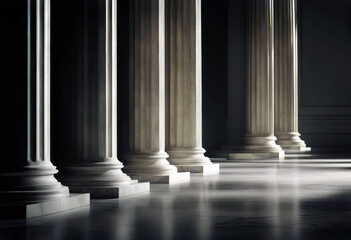 'pillars illustration 3d Marble classic background greek black columns poduim pillar column ancient racked white museum 4 culture authority historical building temple antiquity'