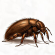 A detailed illustration of a large, brown beetle with intricate patterns on its elytra, standing against a plain background.