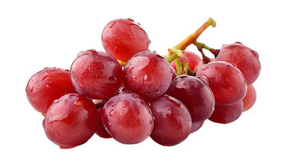  A cluster of juicy red grapes, each grape sharply focused, transparent background, PNG Cutout