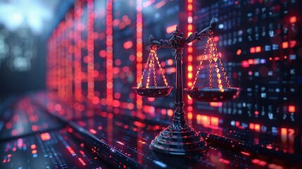 Wall Mural - Tech Jurisprudence: Law Scales Amid Data Center Environment