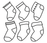 Fototapeta Pokój dzieciecy - Cute socks for little baby hand drawn outline doodle icon.