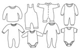 Fototapeta Pokój dzieciecy - Cute baby clothes doodle set in white background.