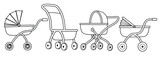 Fototapeta Pokój dzieciecy - Cute hand-drawn stroller isolated on white background.