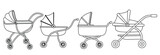 Fototapeta Pokój dzieciecy - Cute hand-drawn stroller isolated on white background.
