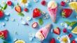 Strawberry Ice Cream and Fresh Berries Summer Treat