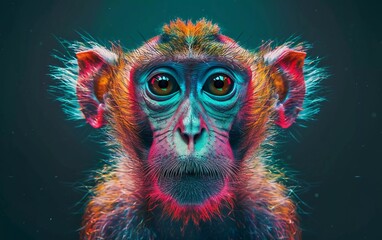 Digital abstract image of beautiful monkey head