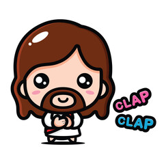 Canvas Print - Cute Jesus happily claps his hands