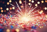 Fototapeta Perspektywa 3d - 'konfetti banner confetti glitzer feuerwerk fireworks sylvester party tight bang colours glister light card star colourful blurred graphic turn of the year pyrotechnic h'