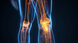 Sciatic nerve compression shown by leg shooting pain in photo. Concept Sciatica