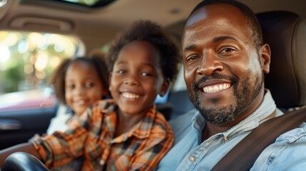 Poster - A family taking selfies in the car