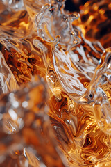 Poster - Captivating Fluid Dynamics in Radiant Amber Hues:A Mesmerizing Abstract Photographic