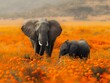 Majestic Wildlife: Elephants in a Peaceful and Vibrant Setting