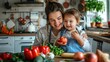 © fanjianhua - Mother and child in the kitchen, fruits on the table