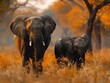 Nature's Grandeur: Elephants in the Savanna