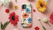 © Justlight - A mobile phone case covered in a playful and colorful design of various spring flowers bringing a touch of nature to a modern accessory..