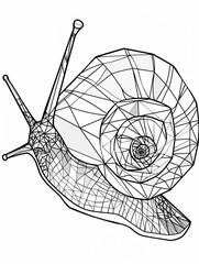 Wall Mural - A Black and White Geometric Pattern of a Snail Head on a White Background