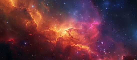 Wall Mural - vibrant and glowing nebula with various colorful stars and galactic nebulas in the stellar backgroun