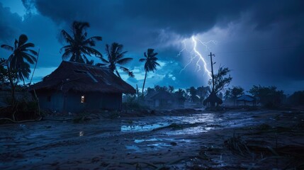 Cyclone Hits Madagascar Coast at Night with Violent Winds - Tropical Forests and Villages Ravaged