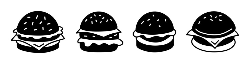 Wall Mural - Burger illustration. Burger icon vector set. Design for business. Stock vector.