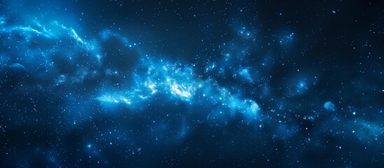 a stunning blue galaxy filled with twinkling stars set against a deep black background, creating a m