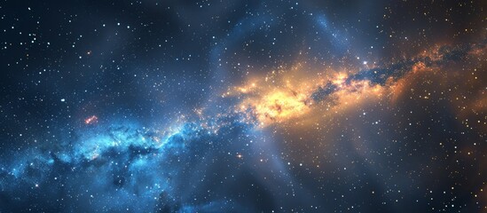 Wall Mural - Starry sky with a stunning blue nebula indicating cosmic beauty and mystery among celestial objects