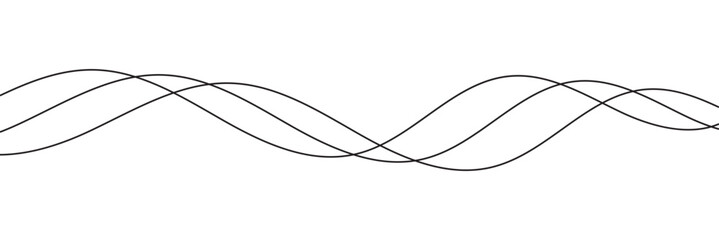 Thin line wavy background. Abstract black lines wave curve motion on white background vector Stock Vector