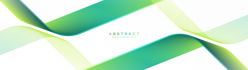 Fototapete - Abstract background with a green geometric curve line. Modern minimal trendy lines pattern horizontal. Vector illustration