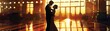 slow dance in an empty ballroom, vintage style, soft spotlight, intimate view