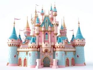 Wall Mural - Pink cartoon castle