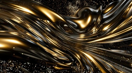 3D abstract wallpaper. Three-dimensional dark golden and black background. golden wallpaper. Black and gold background