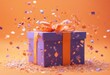 'background. creative rendering confetti box pastel illustration. concept 3d Gift Design orange holiday. celebration halloween thanksgiving present three-dimensional annivers'