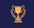 golden Trophy with Laurel Wreath vector
