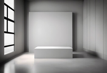 Wall Mural - 'floor shadow podium light studio top cement splay bar White kitchen wall cosmetic product Empty room texture poduim background desk surface dais sunlight'
