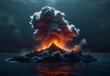 Underwater volcanic eruption creating a bubble explosion, generative AI