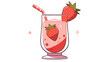 Hand drawn cartoon illustration of a cup of cute strawberry juice

