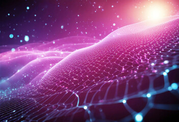 Wall Mural - 'rendering 3d lines dots connection wave mesh abstract futuristic three-dimensional background line 