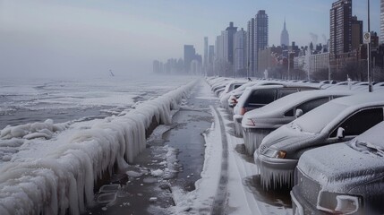 Wall Mural - Severe Polar Vortex Hits Northern City: Impact of Extreme Weather Event