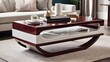  An elegant mahogany coffee table with a glossy finish 