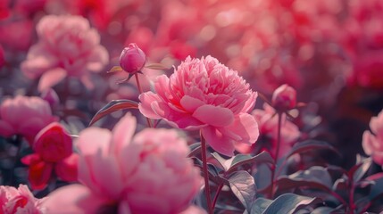 Wall Mural - Peony Flower in a Pink Garden