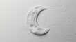 A textured white canvas with a single, deep indentation in the shape of a crescent moon.