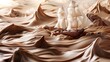 Whimsical art of a luxurious yacht sailing a sea of chocolate, encapsulating opulence and fantasy