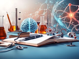 Sticker -  Education, science and medical abstract background, Generate AI 