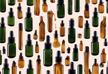 healthcare sunlight hyaluronic Cosmetics beauty background fluid glass dropper Pipette bottles serum retinol green Pattern Transparent liquid amber acid beige Design Water Banner Spa Health B