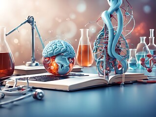 Poster -  Education, science and medical abstract background, Generate AI 