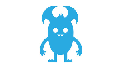 Wall Mural - confused blue demon with shapes illustration, confused blue monster illustration in vector 