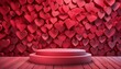 Heartfelt Heights: Valentine's Day 3D Podium Pedestal with Realistic Heart Heap Wall Background