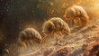 Dust Mites are depicted in a stylized, abstract manner.