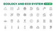 © artnazu - Ecology icon set. Ecofriendly icon, nature icons set. Linear ecology icons. Environmental sustainability simple symbol. Simple Set of  Line Icons.Global Warming, Forests, Organic Farming.