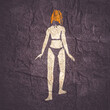 Illustration of a beautiful fashion model posing in a stylish swimsuit. Young attractive woman in bikini. Back view