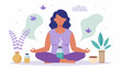 © Justlight - A person using aromatherapy such as lavender or peppermint essential oils to calm their nerves and induce relaxation.. Vector illustration